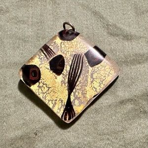 Artisan Dichroic Glass Pendant Yellow, White, Black and Beige